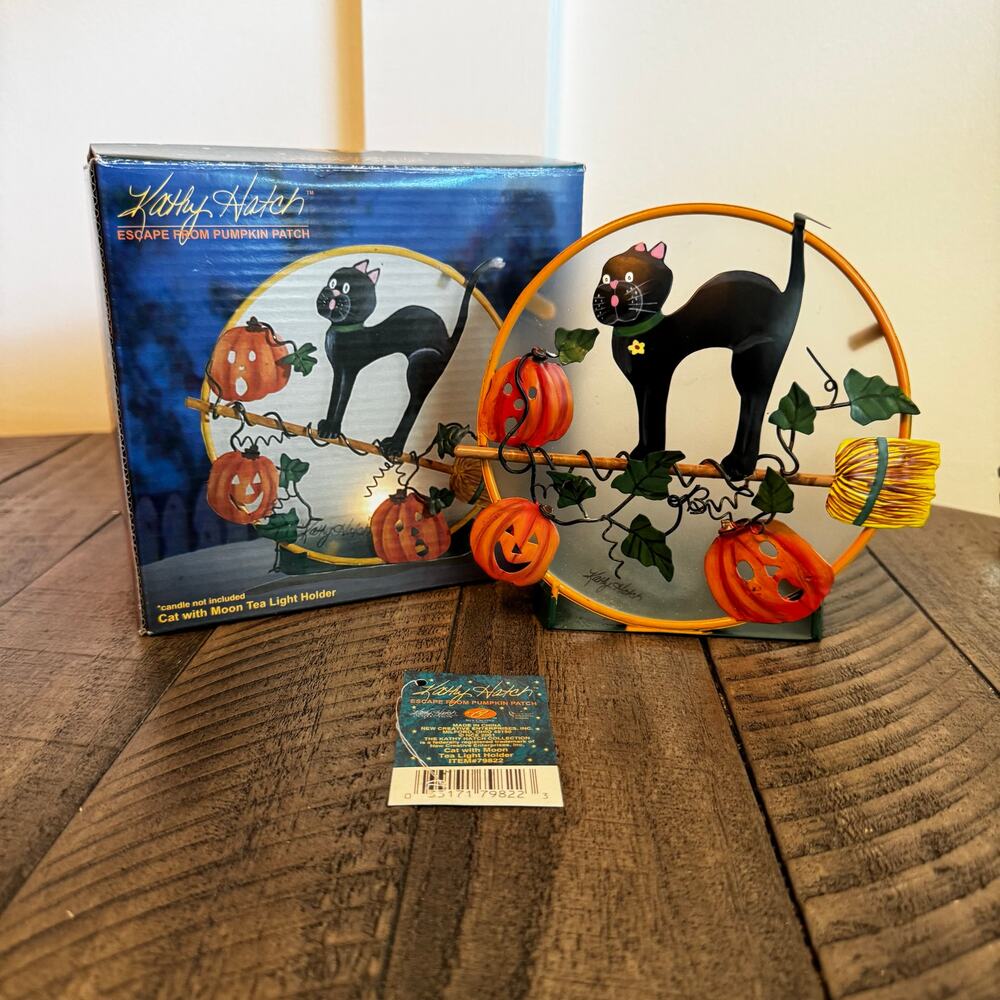 Kathy Hatch Escape From Pumpkin‎ Decor Whimsical Halloween Tea Light Holder